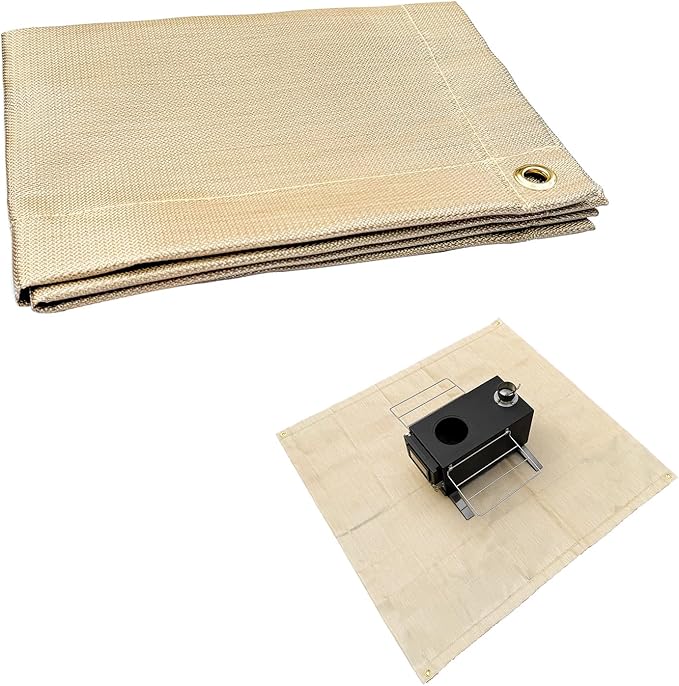 Fire Pit Mat 40" Wood Stove Under Grill Mat (940°F Safety) for Deck BBQ Fireproof Floor Tent Campsite Insulation Protection